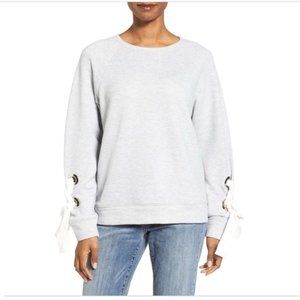 Halogen Tie Sleeve Sweatshirt Heather Grey XXSP XXS Petite